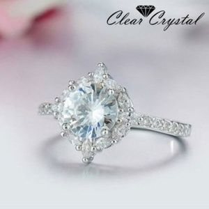 Clear Crystal Ring Luxury White Gold Plated